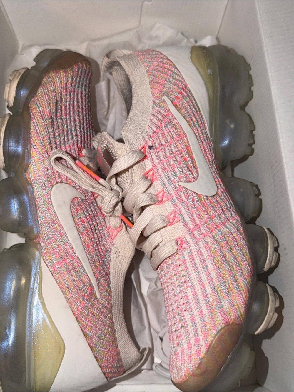 Nike Flyknit VaporMax Sneakers in Pink and Cream